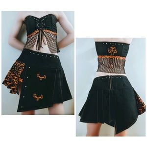 XS Black and Orange Handmade Goth Festival Outfit